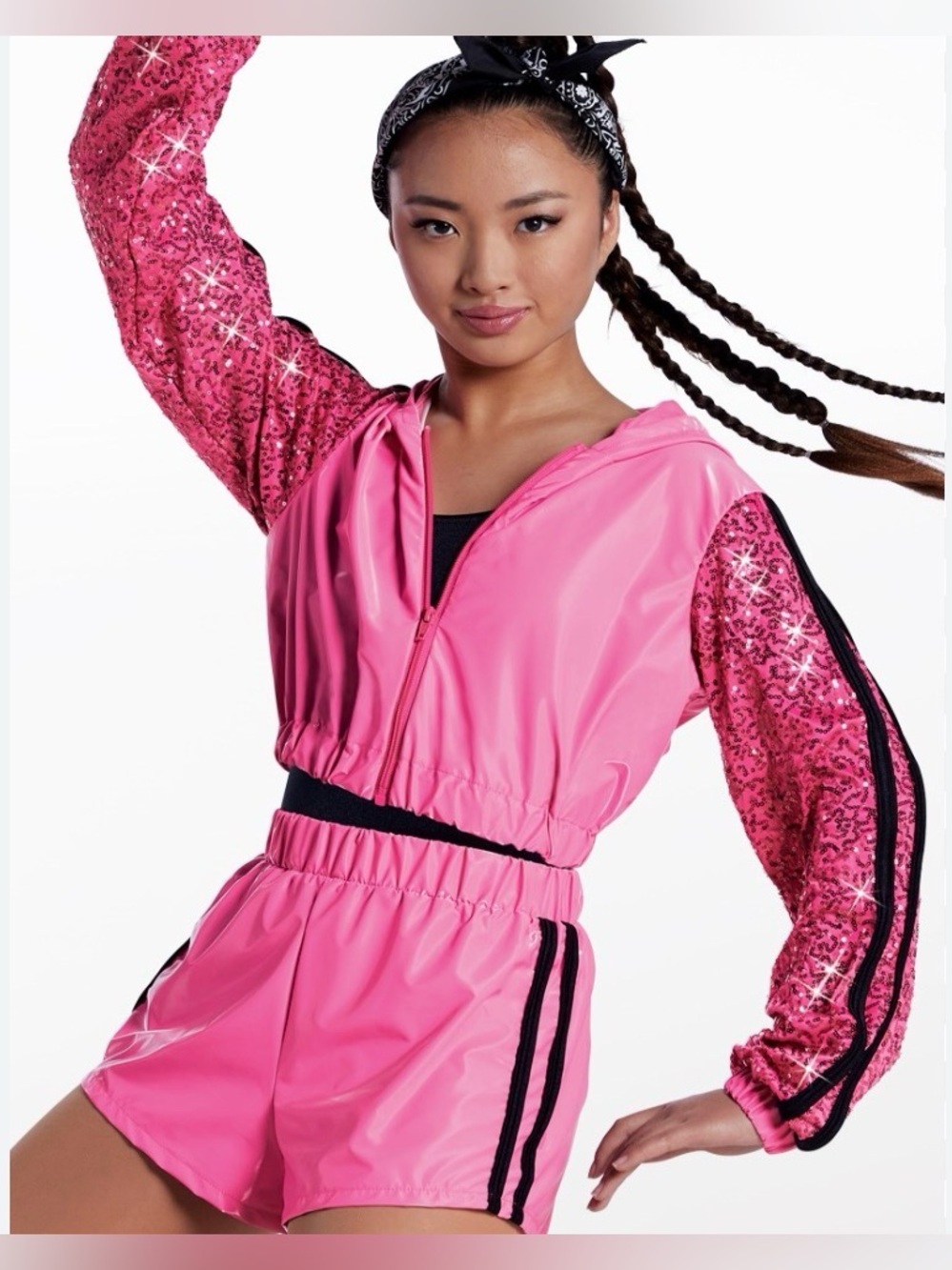 Weissman Dance 17765 Upgrade U Pink 2 Piece Track Jacket & Romper Set sz XL GIRL